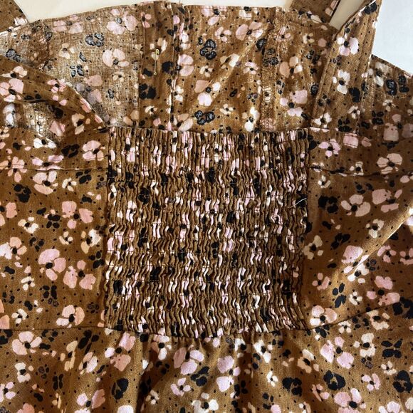 Who What Wear Halter Tank Top Women’s XL Linen Blend Brown Pink Black Floral - Picture 9 of 9